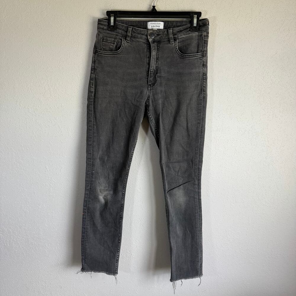& Other Stories Stockholm Atelier Gray Wash Denim Slim Cut Raw Hem Jean Women 26